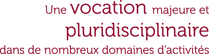 Une vocation majeure et pluridisciplinaire dans de nombreux domaines d’activités Une vocation majeure et pluridisciplinaire dans de nombreux domaines d’activités